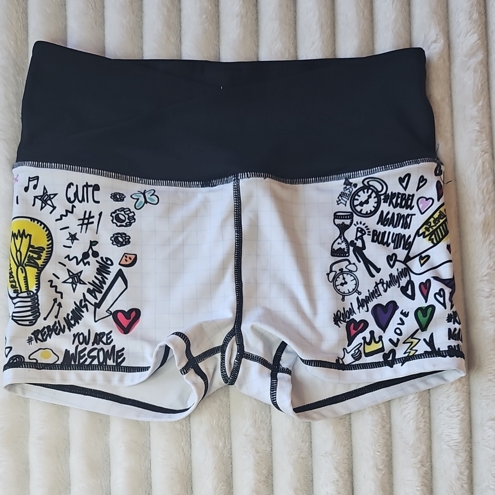 Rebel Graphic Women's Shorts - Black and White
